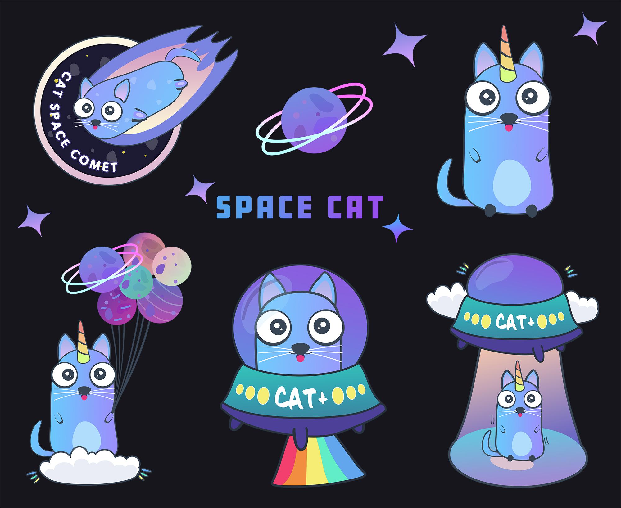 Space cats sticker pack. My newest sticker! | Scrolller